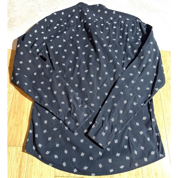 01.Algo Mens Size Small Blue Geometric Print Long Sleeve Button Down Slim Casual - Picture 3 of 4